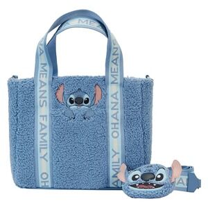 Loungefly‎ Disney Lilo and Stitch Plush Sherpa Tote Bag With Coin Bag